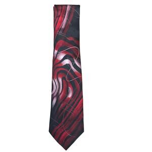 J. Garcia Still Life Collection Sixty Red Black Abstract Print 100% Silk Tie